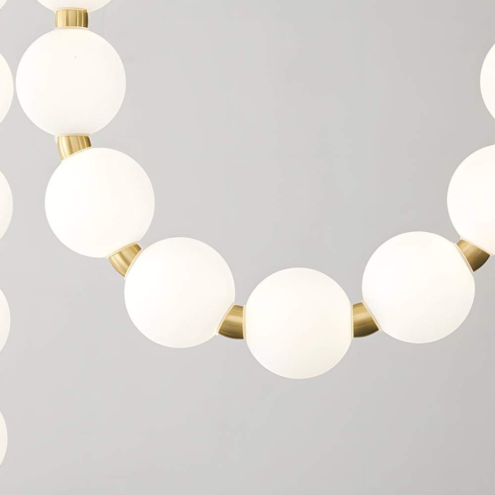 Italian Postmodern Pearl Necklace Chandelier — White Acrylic & Metal, LED, 47.2"–78.7", Warm or Neutral White