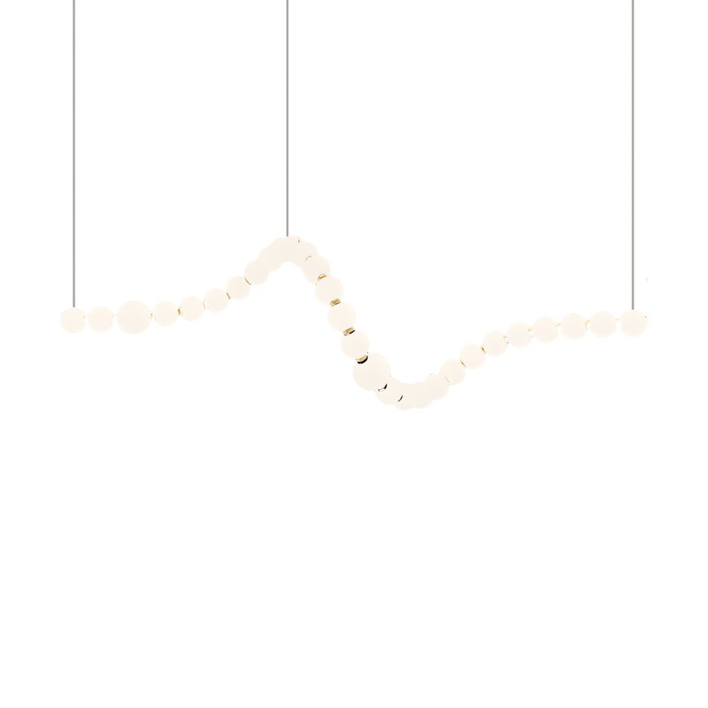 Italian Postmodern Pearl Necklace Chandelier — White Acrylic & Metal, LED, 47.2"–78.7", Warm or Neutral White