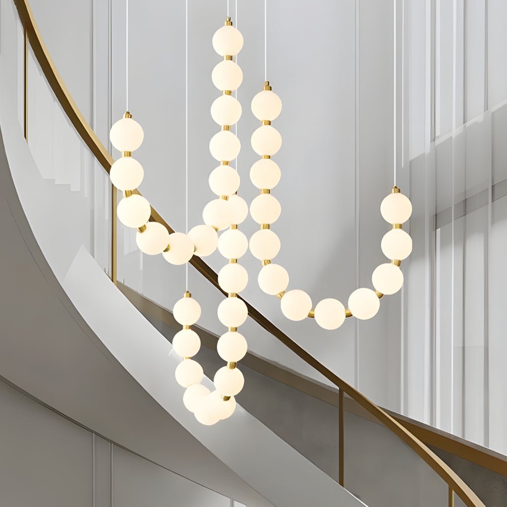 Italian Postmodern Pearl Necklace Chandelier — White Acrylic & Metal, LED, 47.2"–78.7", Warm or Neutral White
