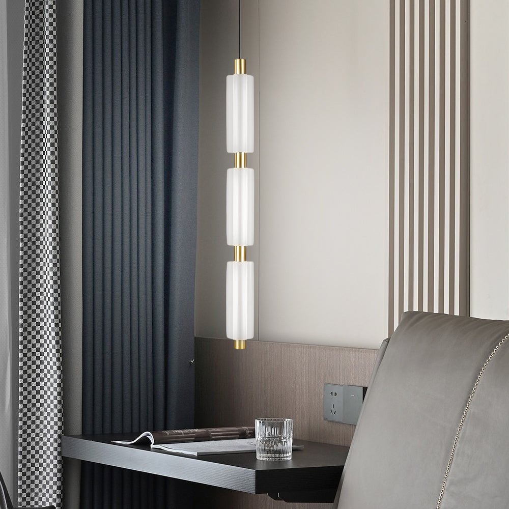 acrylic cylinder pendant lights with 1 2 or 3 heads modern hanging lamps in gold and black
