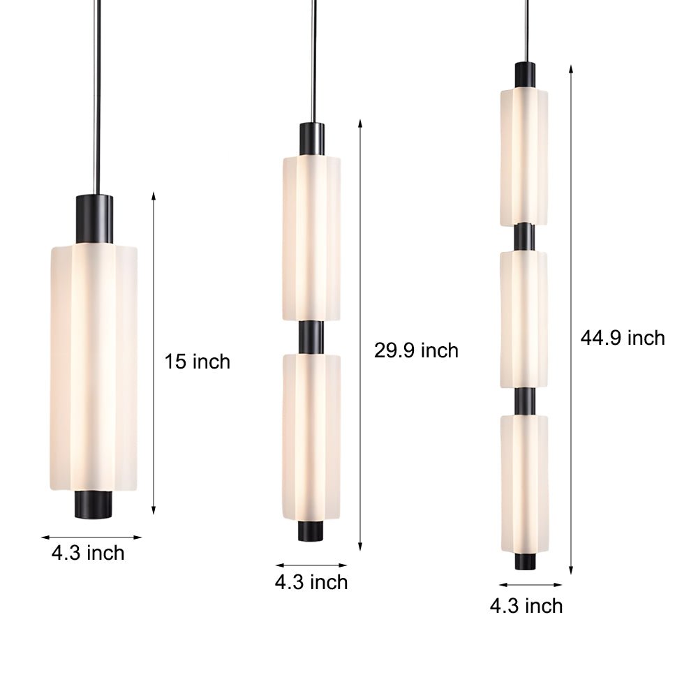 acrylic cylinder pendant lights with 1 2 or 3 heads modern hanging lamps in gold and black