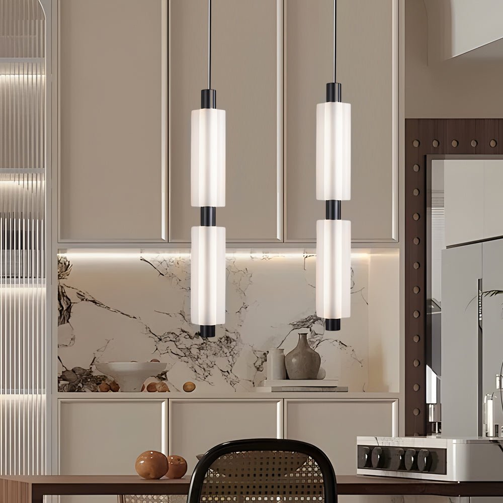 acrylic cylinder pendant lights with 1 2 or 3 heads modern hanging lamps in gold and black