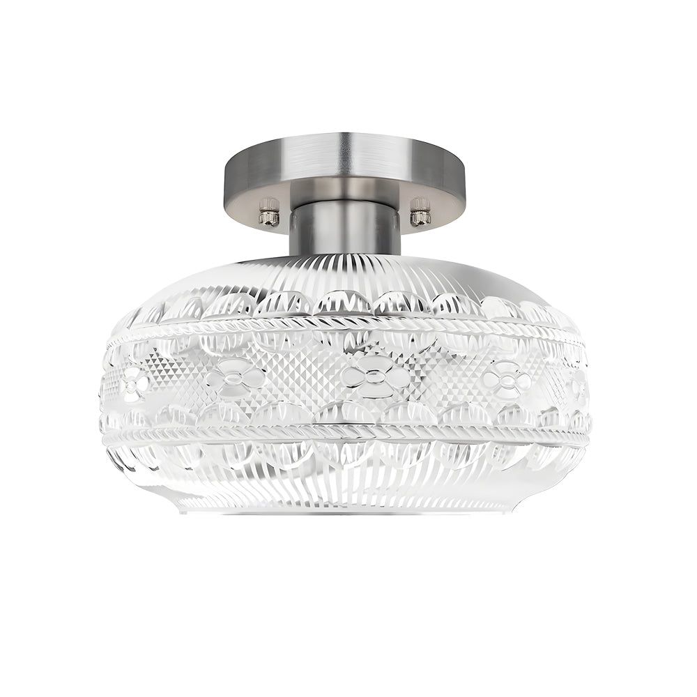Lantern Flush-Mount Ceiling Light — Iron and Acrylic, E26, 9.4" Diameter, Modern