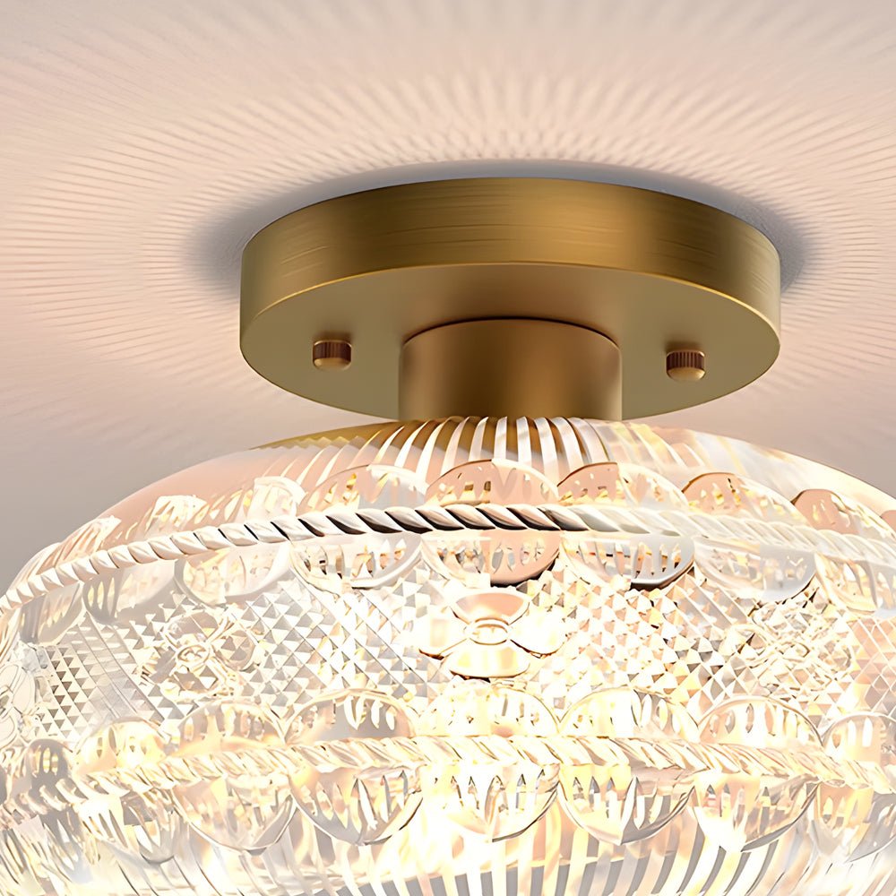 Lantern Flush-Mount Ceiling Light — Iron and Acrylic, E26, 9.4" Diameter, Modern