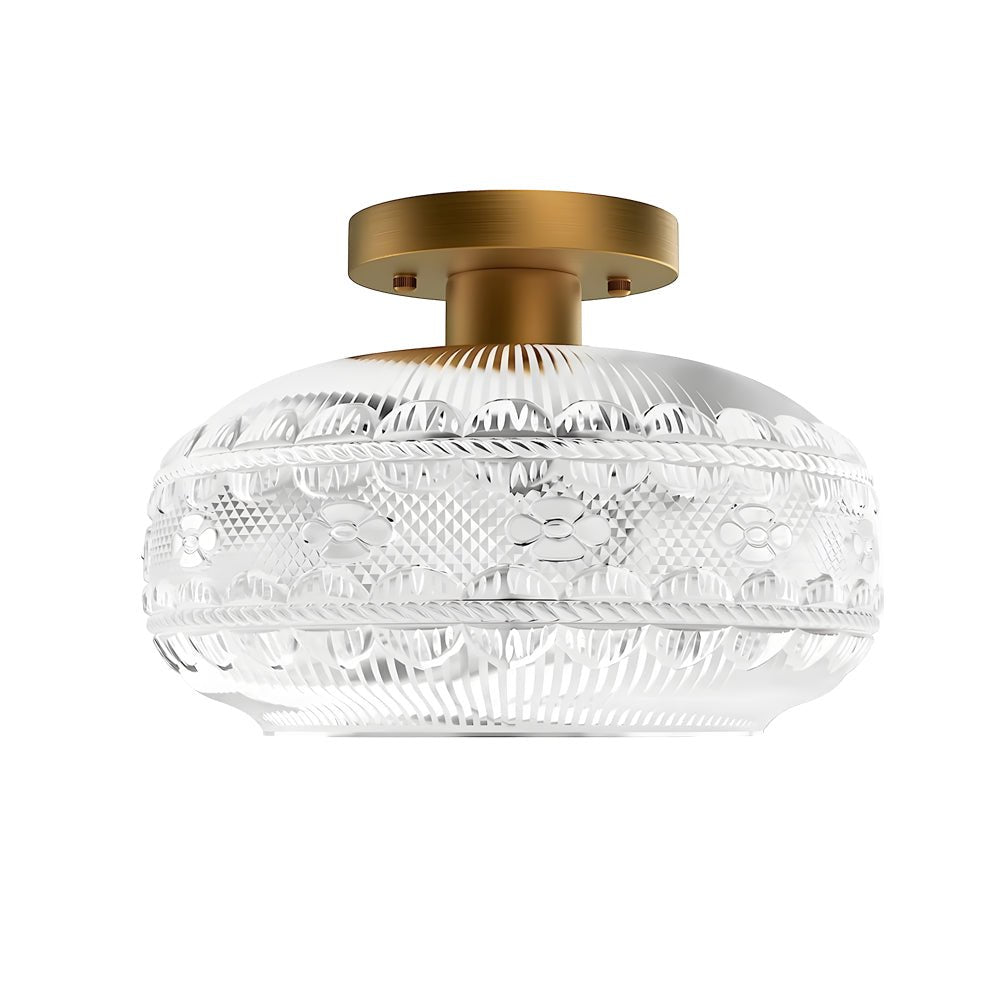 Lantern Flush-Mount Ceiling Light — Iron and Acrylic, E26, 9.4" Diameter, Modern