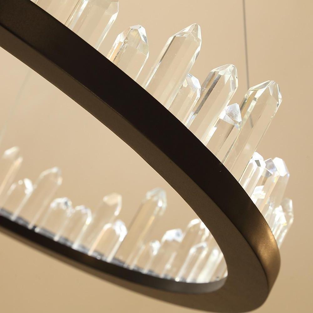 Circular Ring Crystal Chandelier — Metal, LED, 31" Diameter, Adjustable Height, 40W, 3000K / 6000K