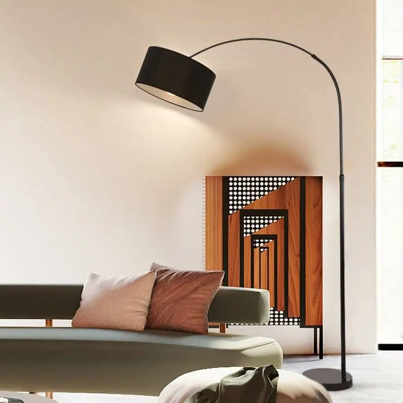 Adjustable Arc Floor Lamp with Marble Base and Shaded Design Luxe