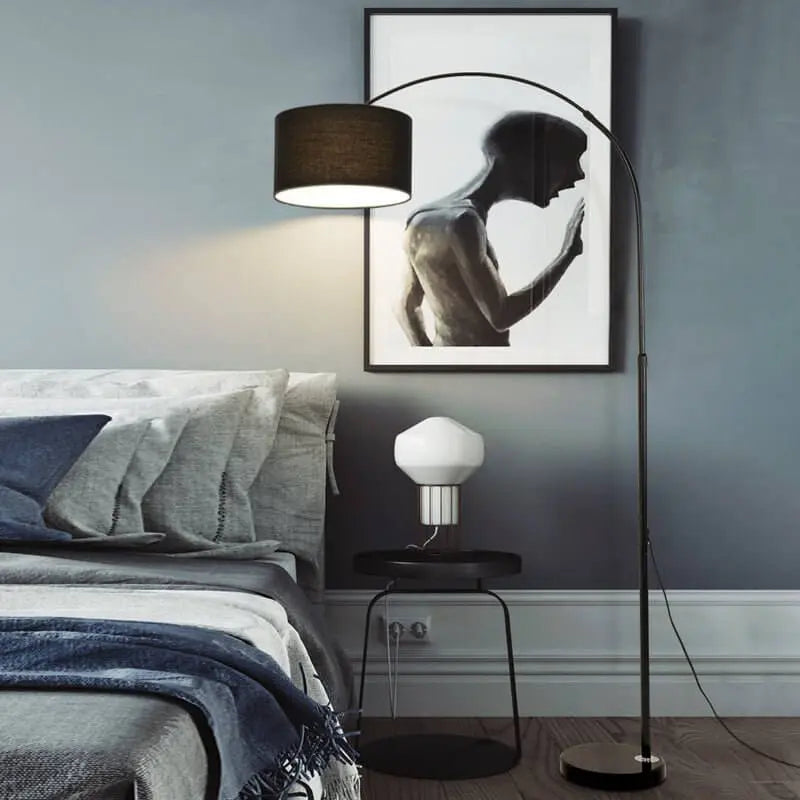 Adjustable Arc Floor Lamp with Marble Base and Shaded Design Luxe