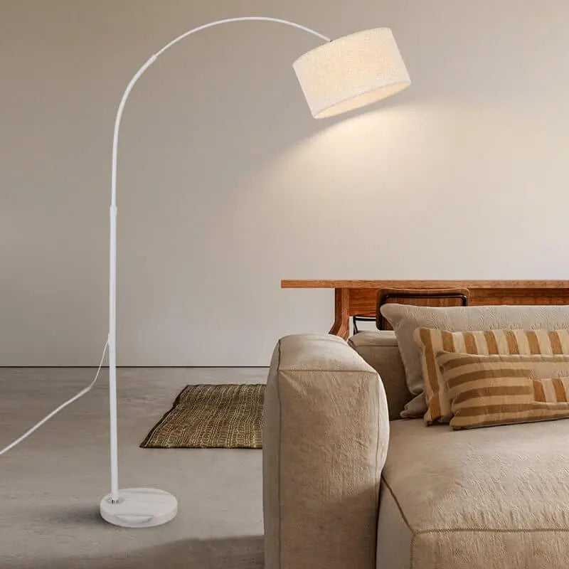 Adjustable Arc Floor Lamp with Marble Base and Shaded Design Luxe