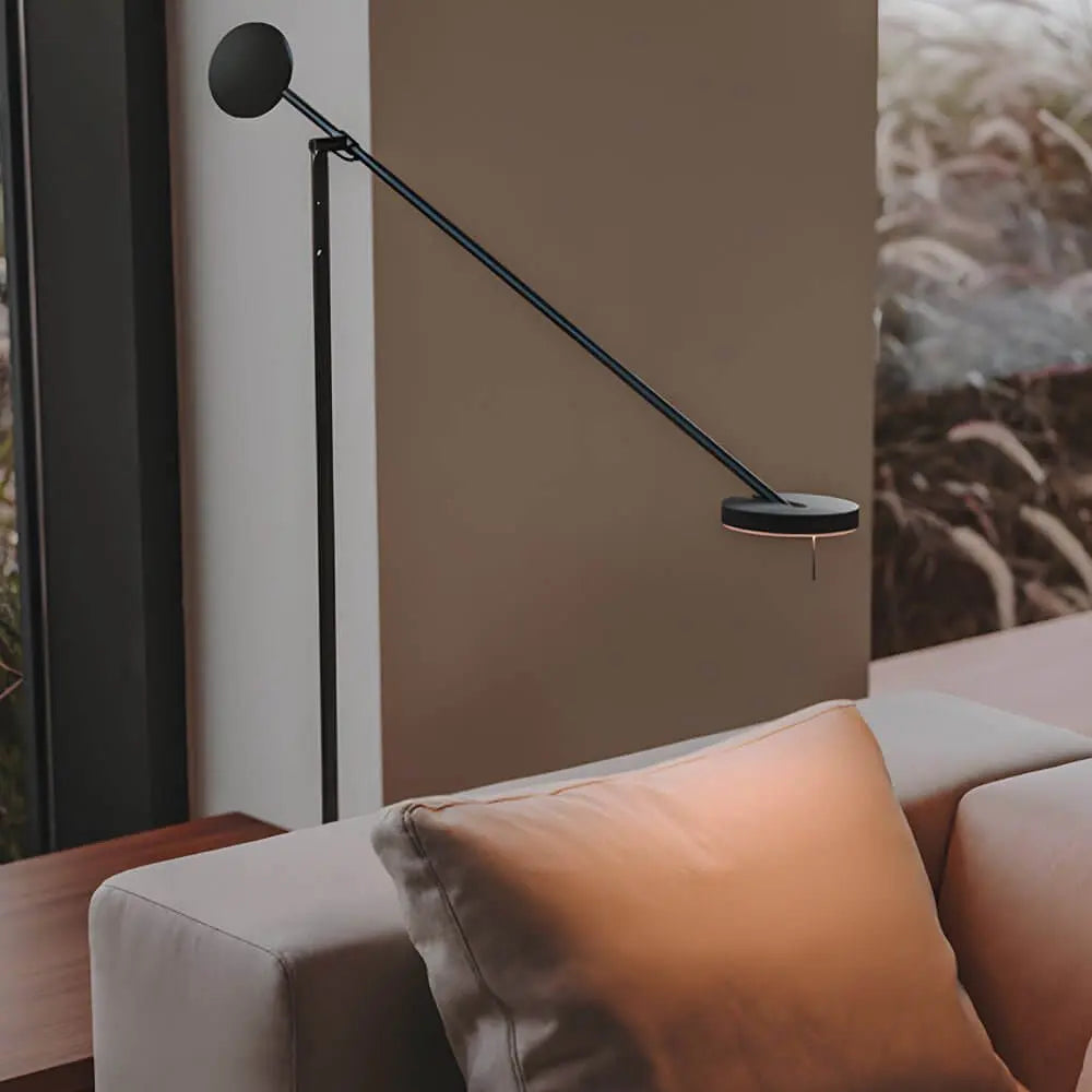 Adjustable Black Invisible LED Floor Lamp with Arm Luxe