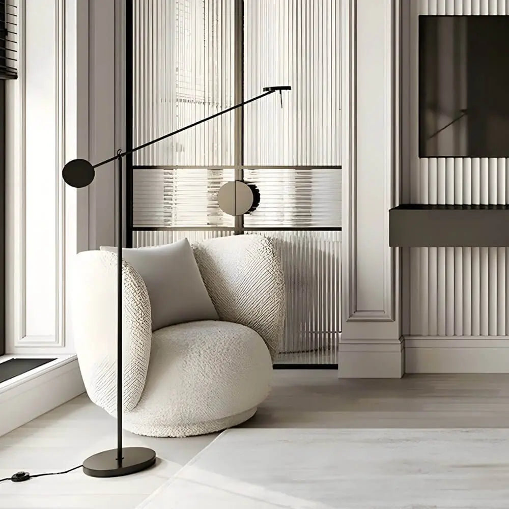 Adjustable Black Invisible LED Floor Lamp with Arm Luxe