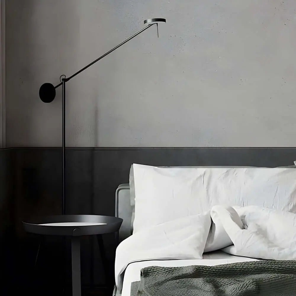 Adjustable Black Invisible LED Floor Lamp with Arm Luxe