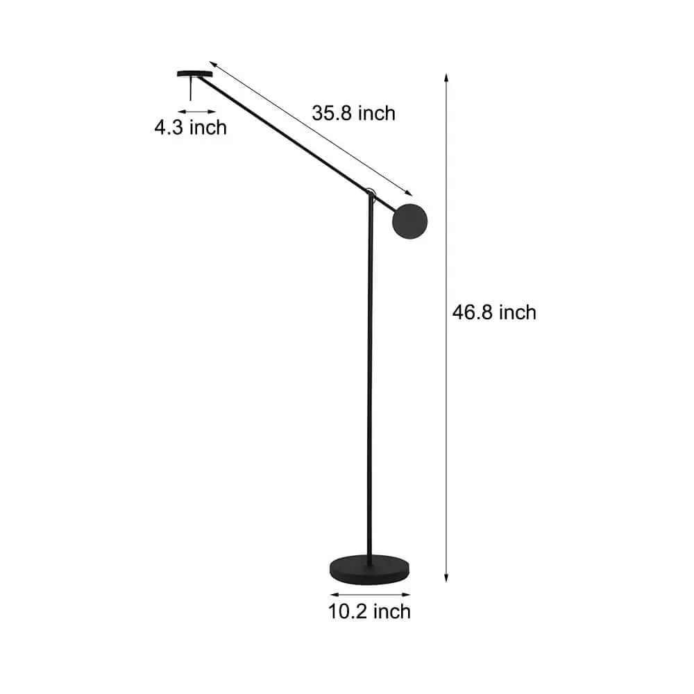 Adjustable Black Invisible LED Floor Lamp with Arm Luxe