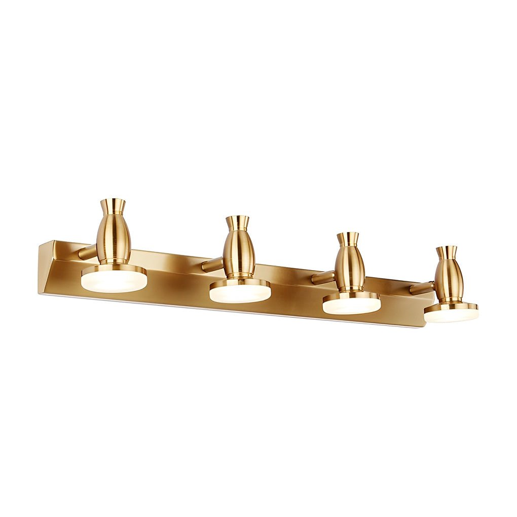 Gold LED Bathroom Vanity Light — Polished Gold, 180° Rotatable Heads, 3-Light / 4-Light