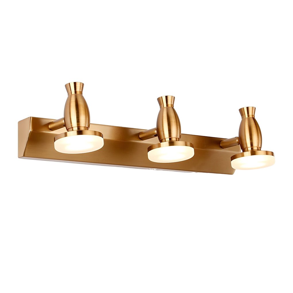 Gold LED Bathroom Vanity Light — Polished Gold, 180° Rotatable Heads, 3-Light / 4-Light