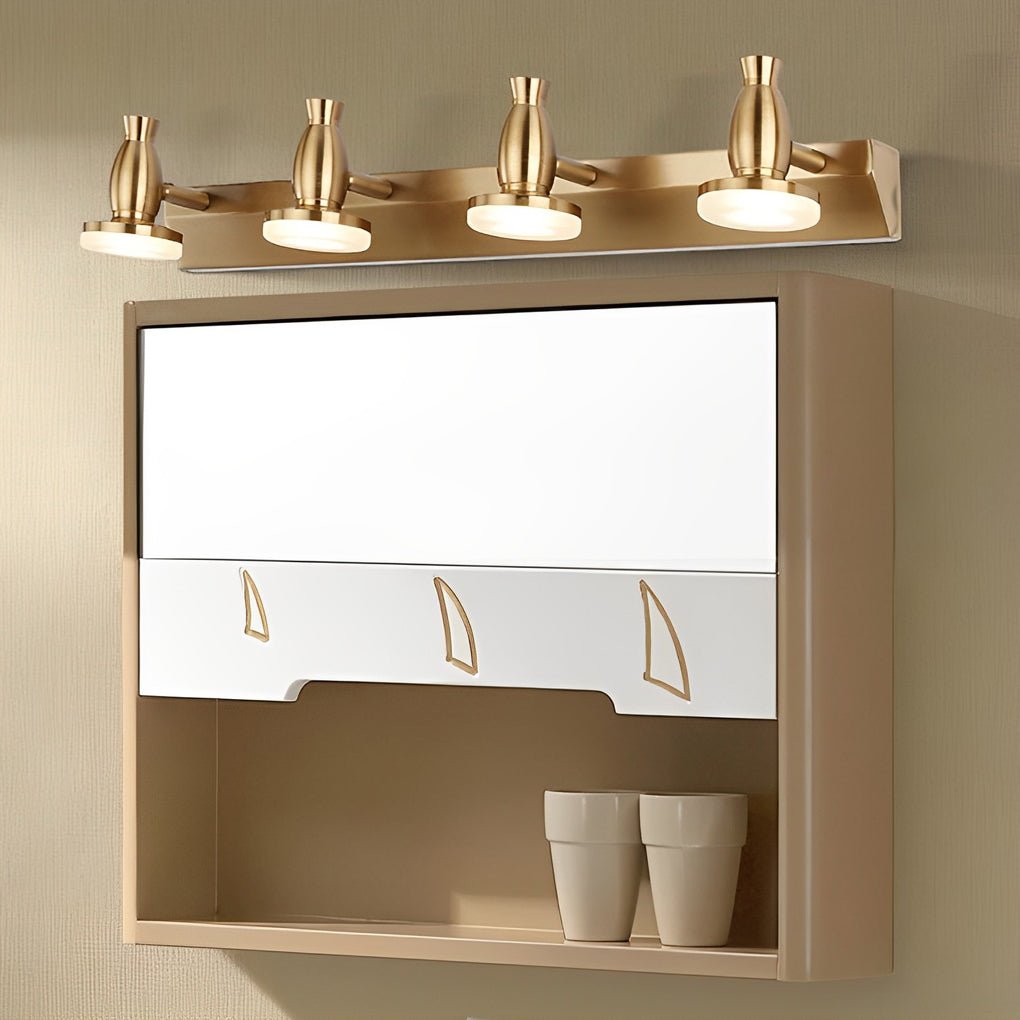 Gold LED Bathroom Vanity Light — Polished Gold, 180° Rotatable Heads, 3-Light / 4-Light