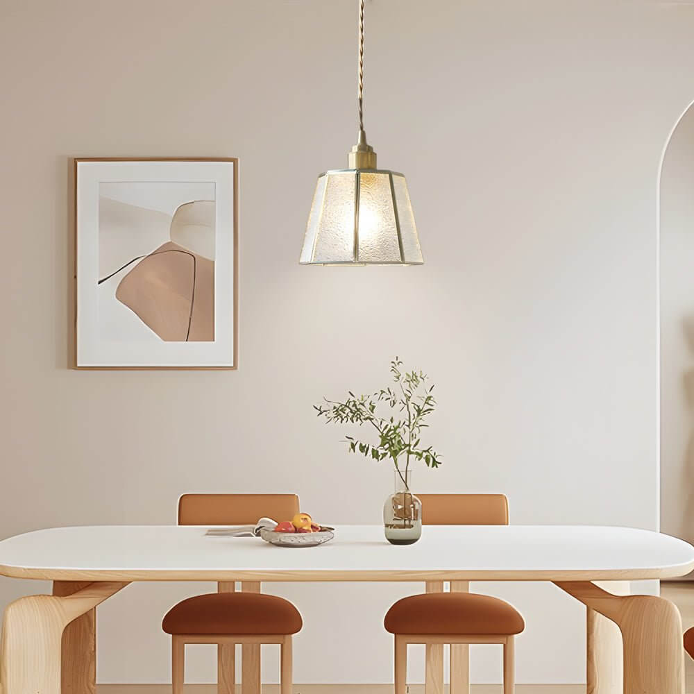 adjustable height elegant 4w led pendant light with brass and glass polygonal design