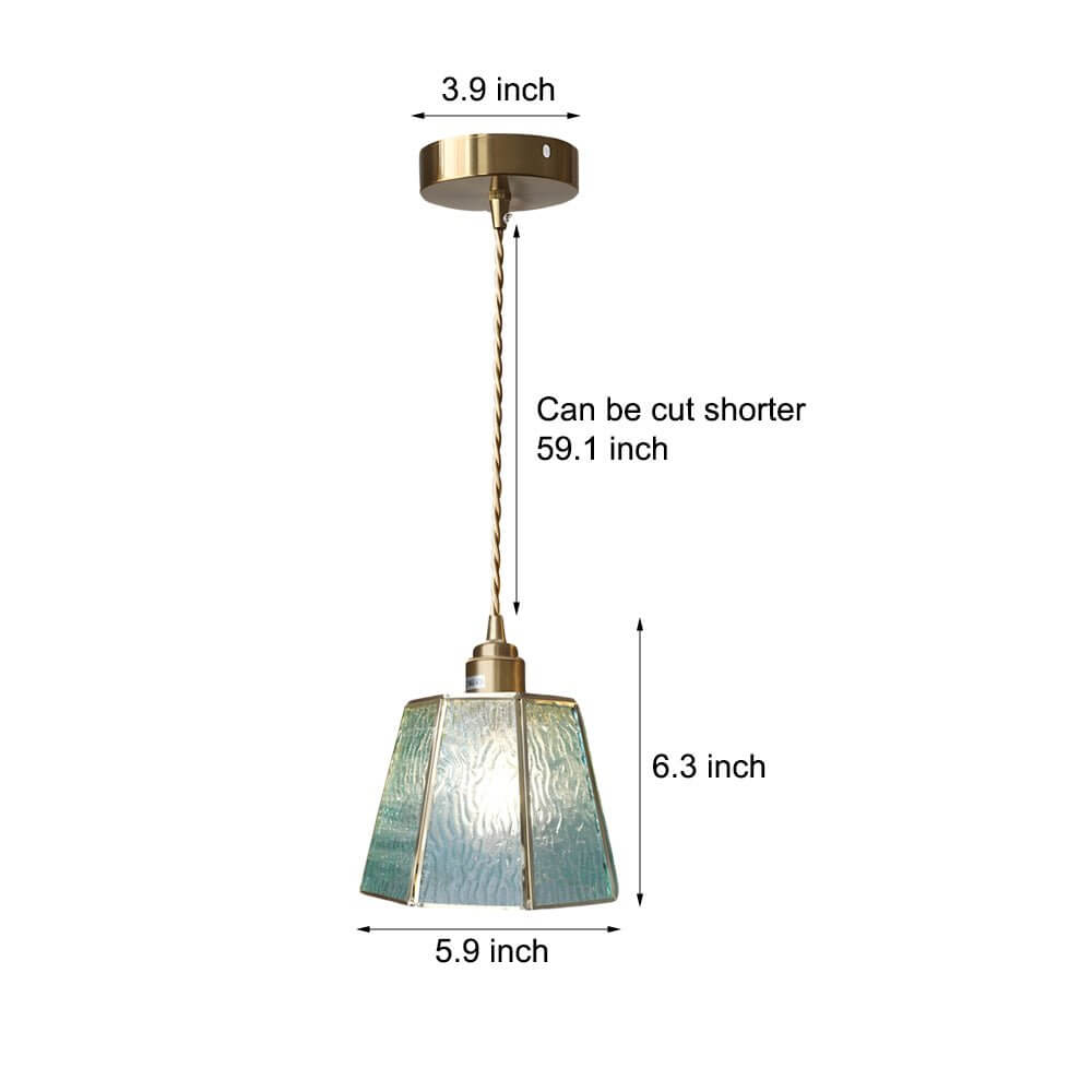 adjustable height elegant 4w led pendant light with brass and glass polygonal design