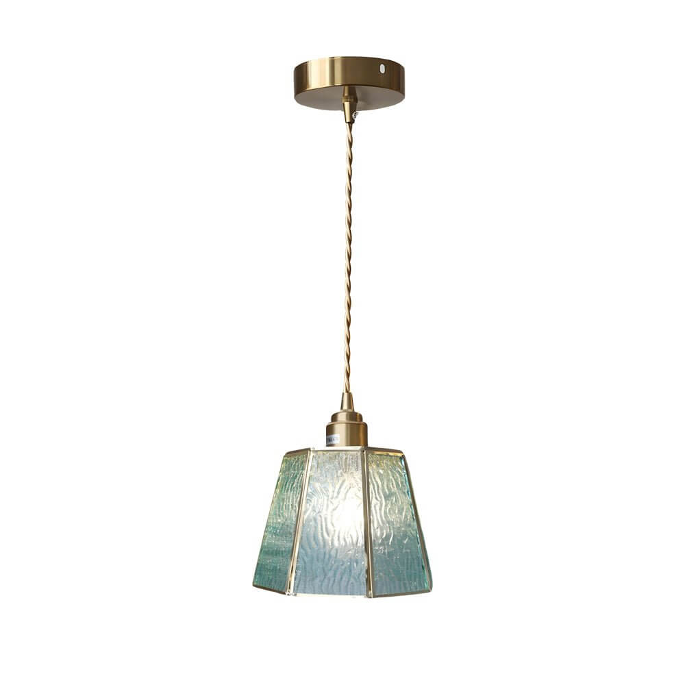 adjustable height elegant 4w led pendant light with brass and glass polygonal design