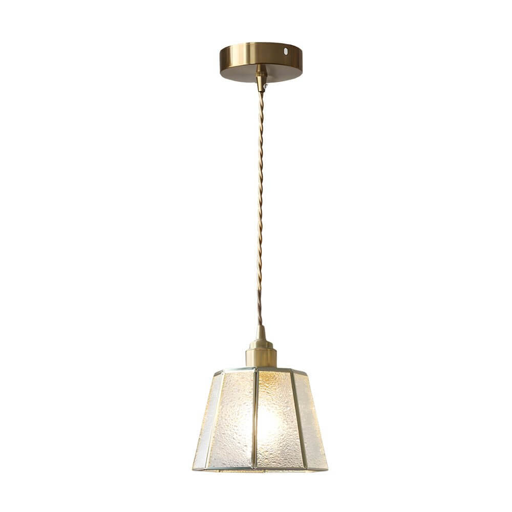 adjustable height elegant 4w led pendant light with brass and glass polygonal design