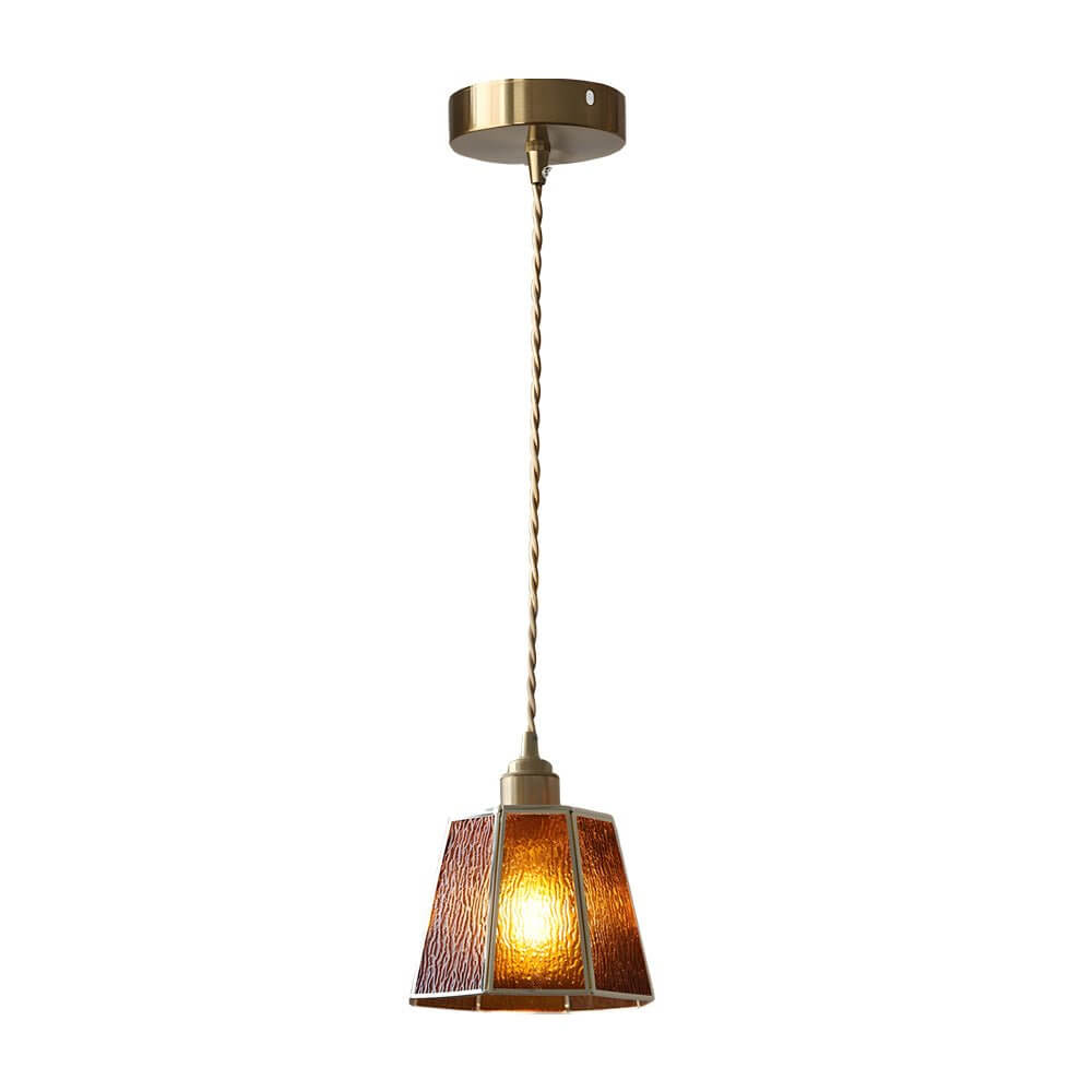 adjustable height elegant 4w led pendant light with brass and glass polygonal design