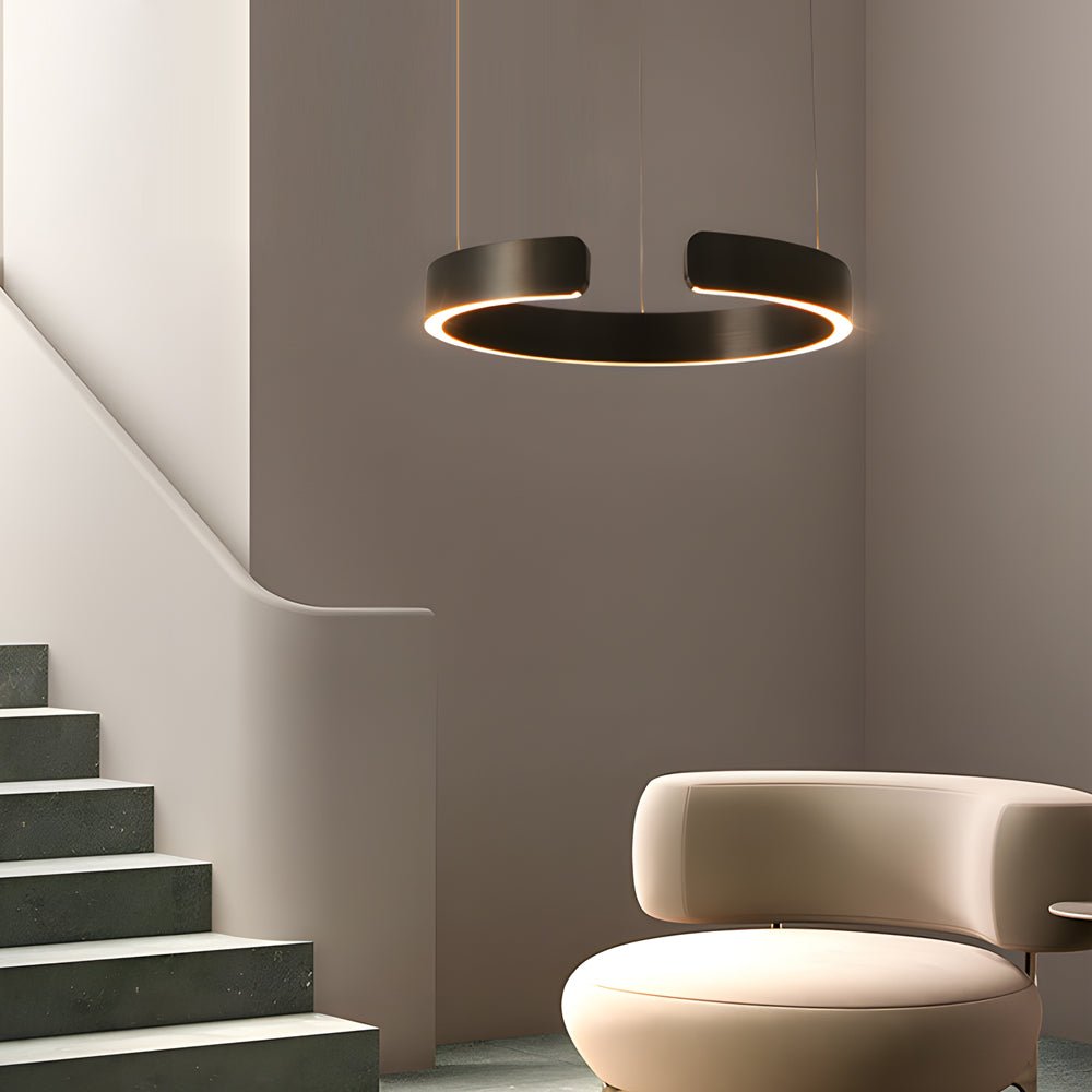 adjustable height modern c shaped pendant light