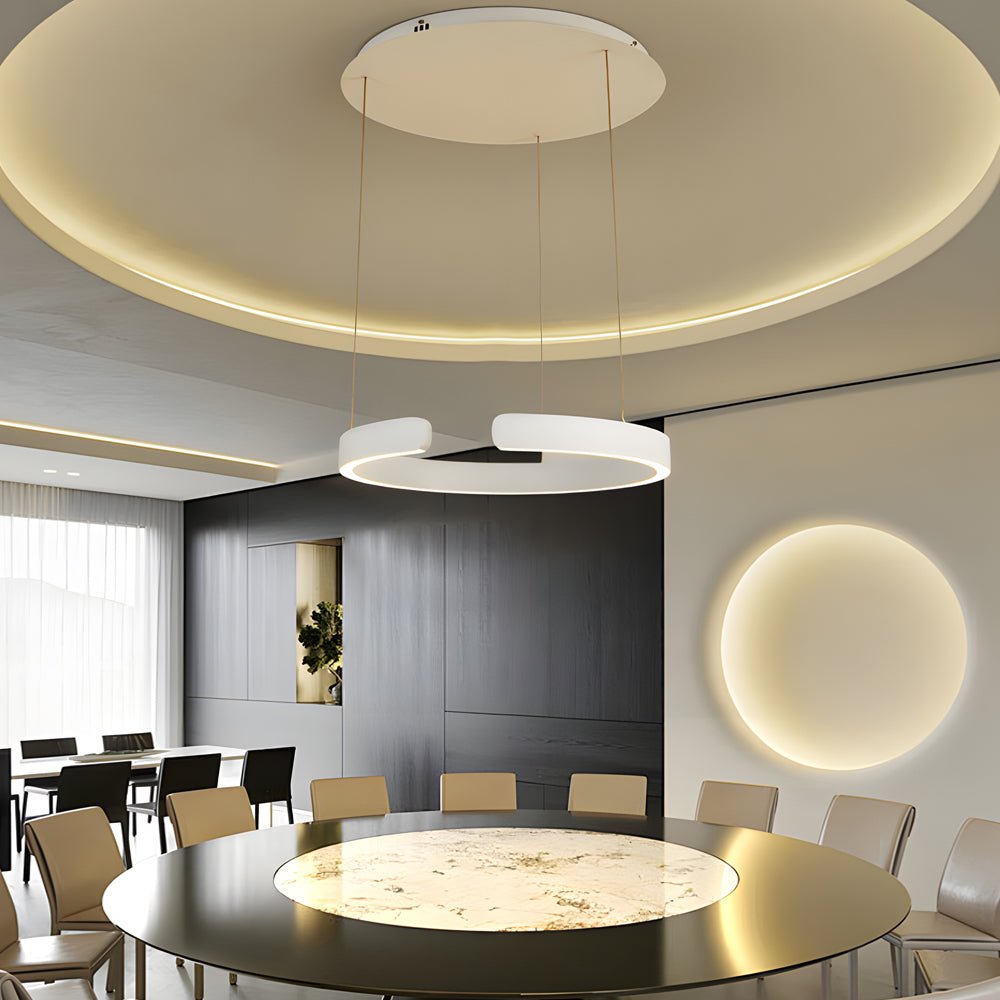 adjustable height modern c shaped pendant light