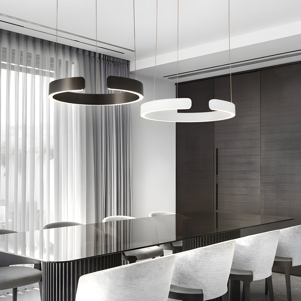 adjustable height modern c shaped pendant light