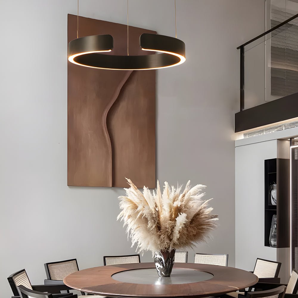 adjustable height modern c shaped pendant light