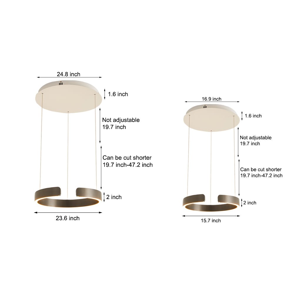adjustable height modern c shaped pendant light