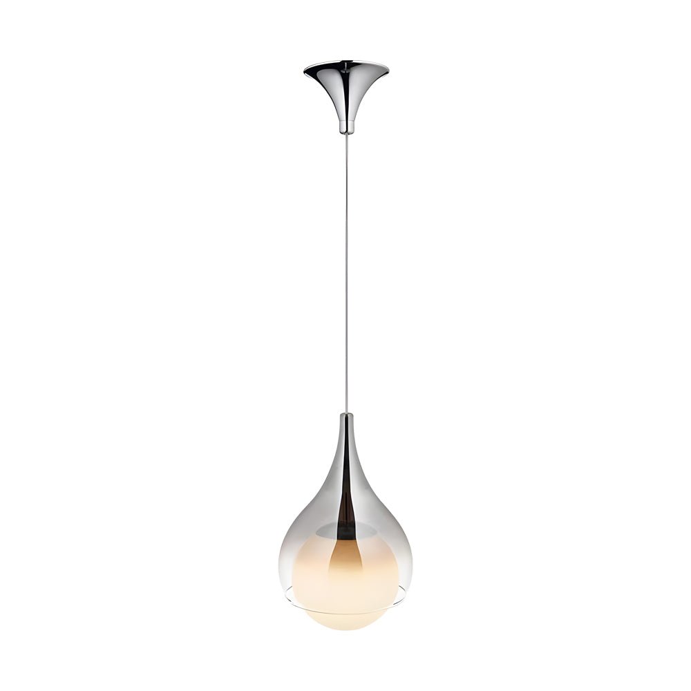 adjustable height modern teardrop glass pendant light with a single droplet