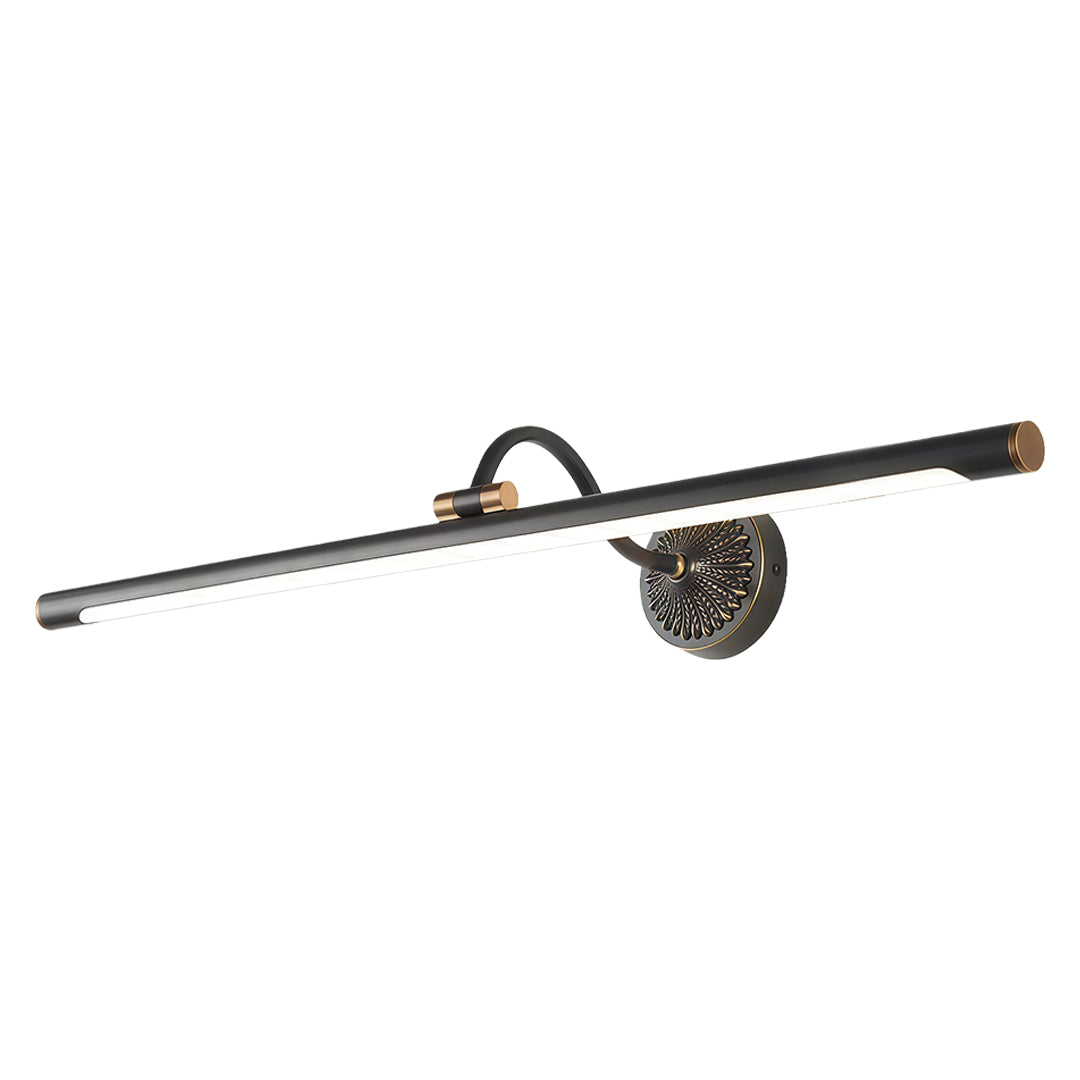 Retro Tube Vanity Light Bar — Full Copper, White Acrylic, LED 4000K, 240° Adjustable, 9W–16W, 17.7"–29.5"
