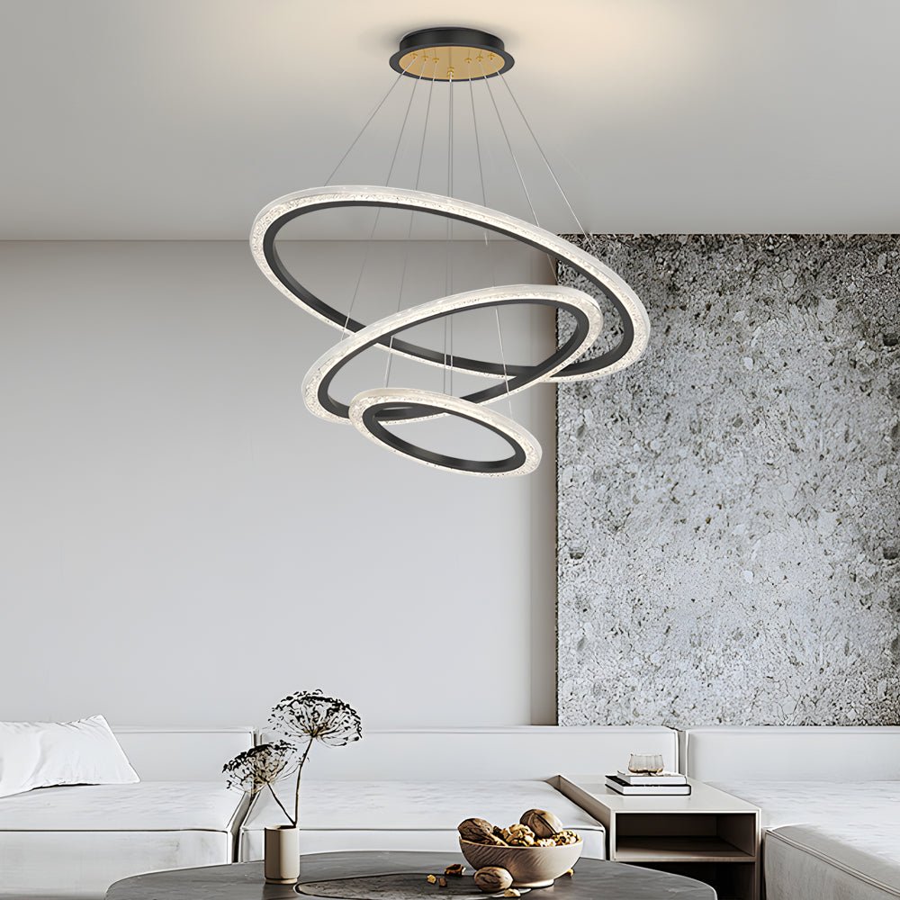 adjustable luxury 3 step dimming modern chandelier with 23 rings hanging lights