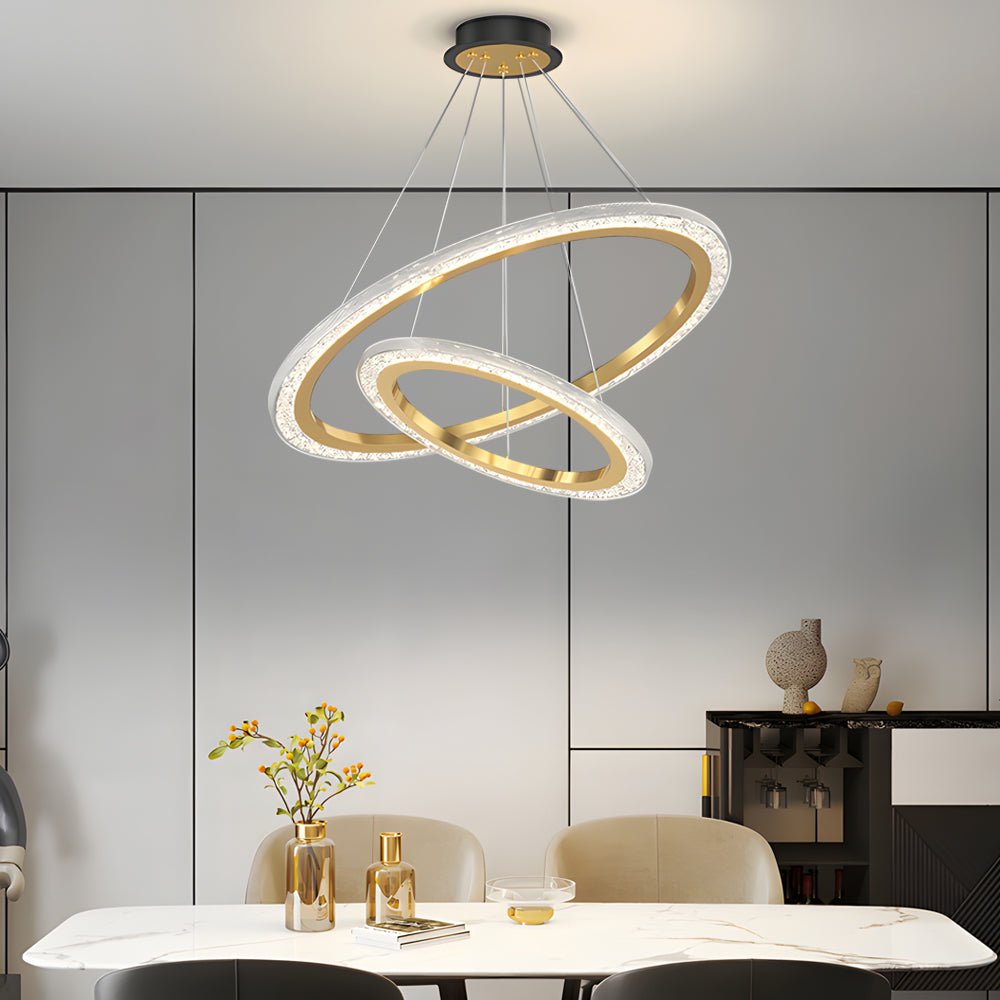 adjustable luxury 3 step dimming modern chandelier with 23 rings hanging lights
