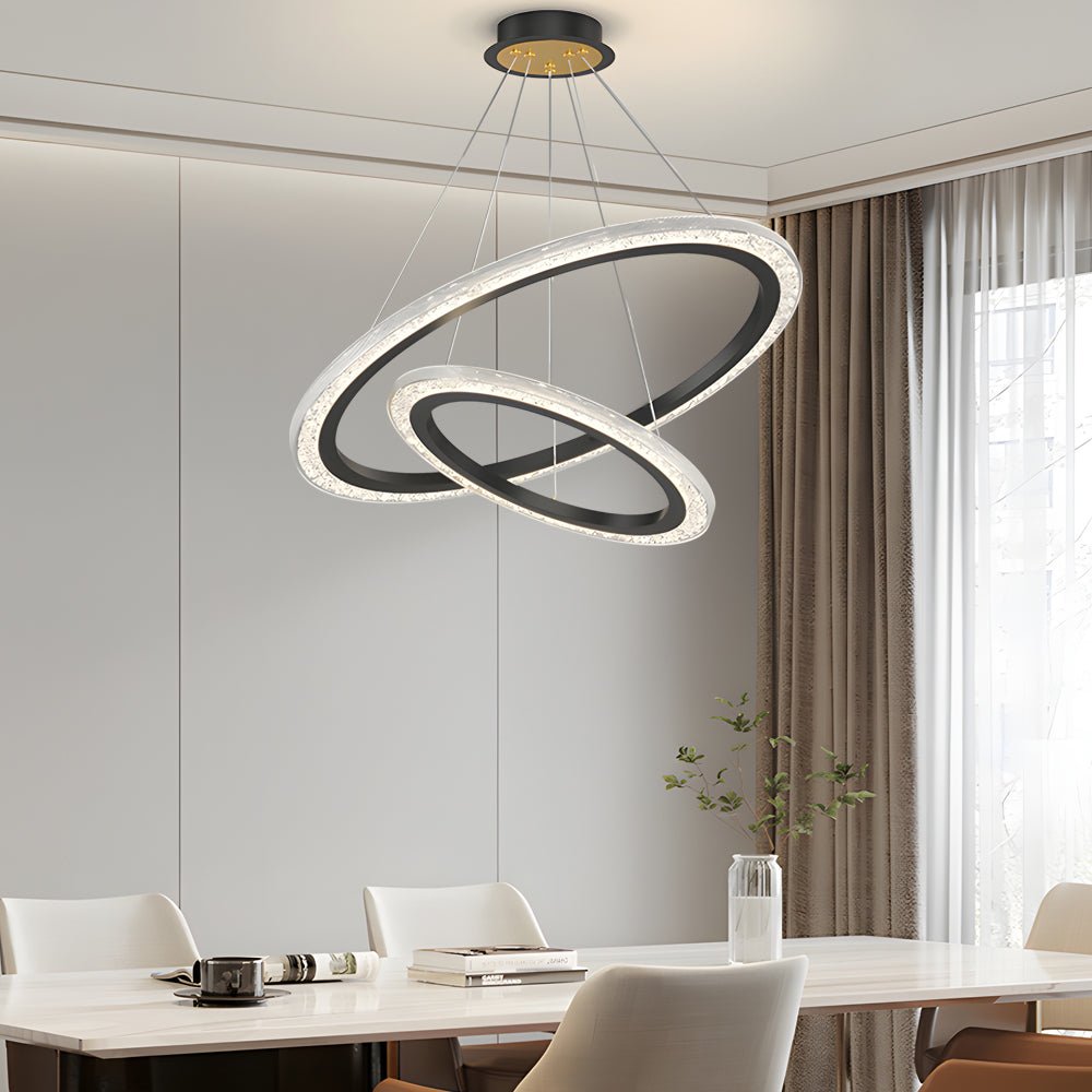adjustable luxury 3 step dimming modern chandelier with 23 rings hanging lights