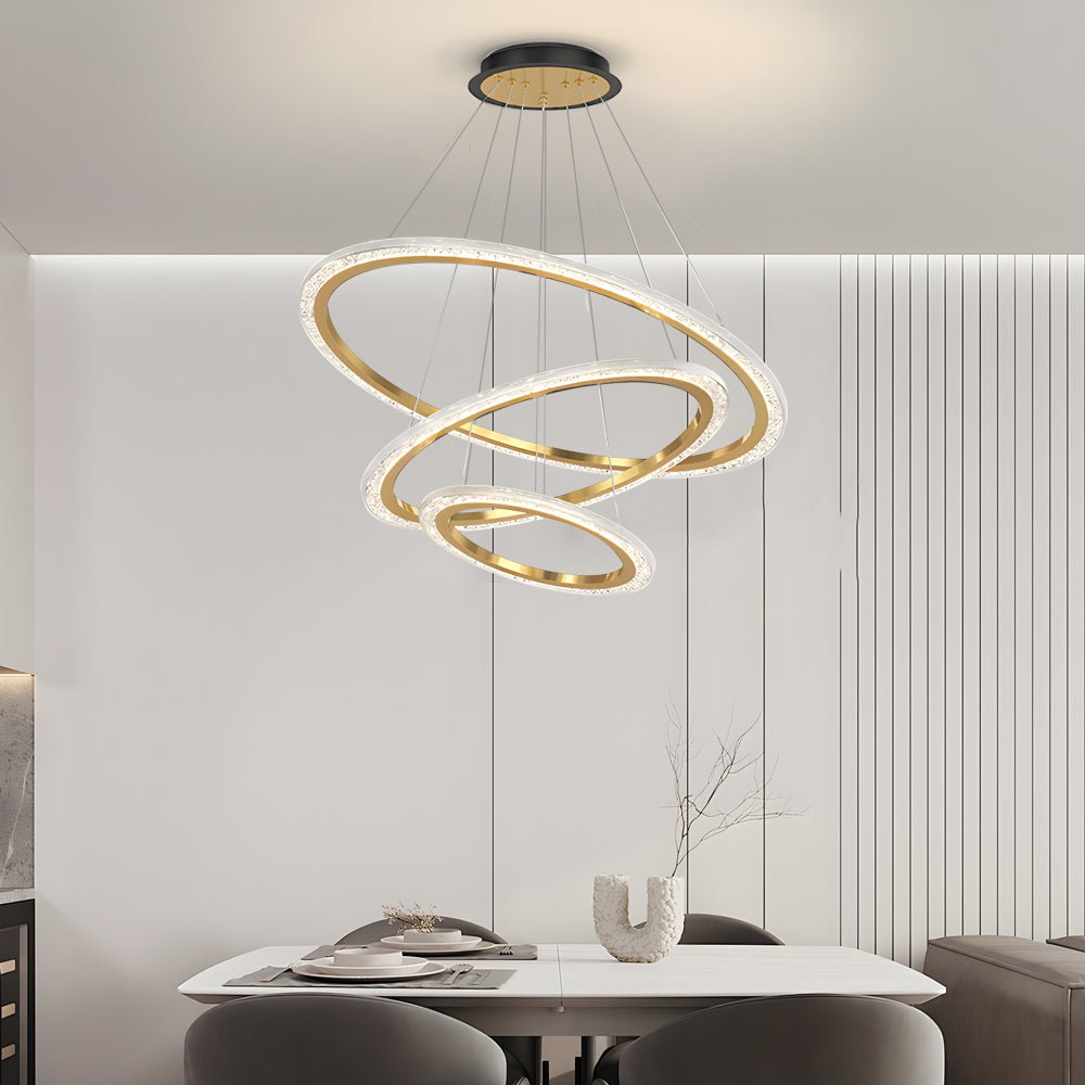 adjustable luxury 3 step dimming modern chandelier with 23 rings hanging lights