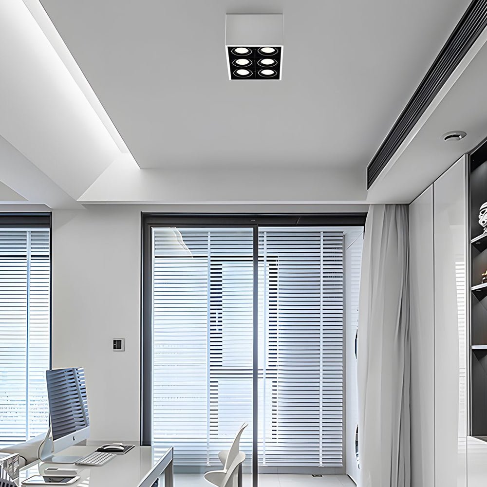adjustable rectangle 6 head flush mount ceiling spotlight