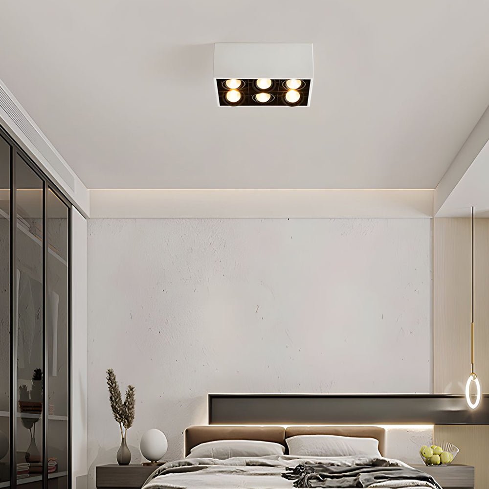 adjustable rectangle 6 head flush mount ceiling spotlight
