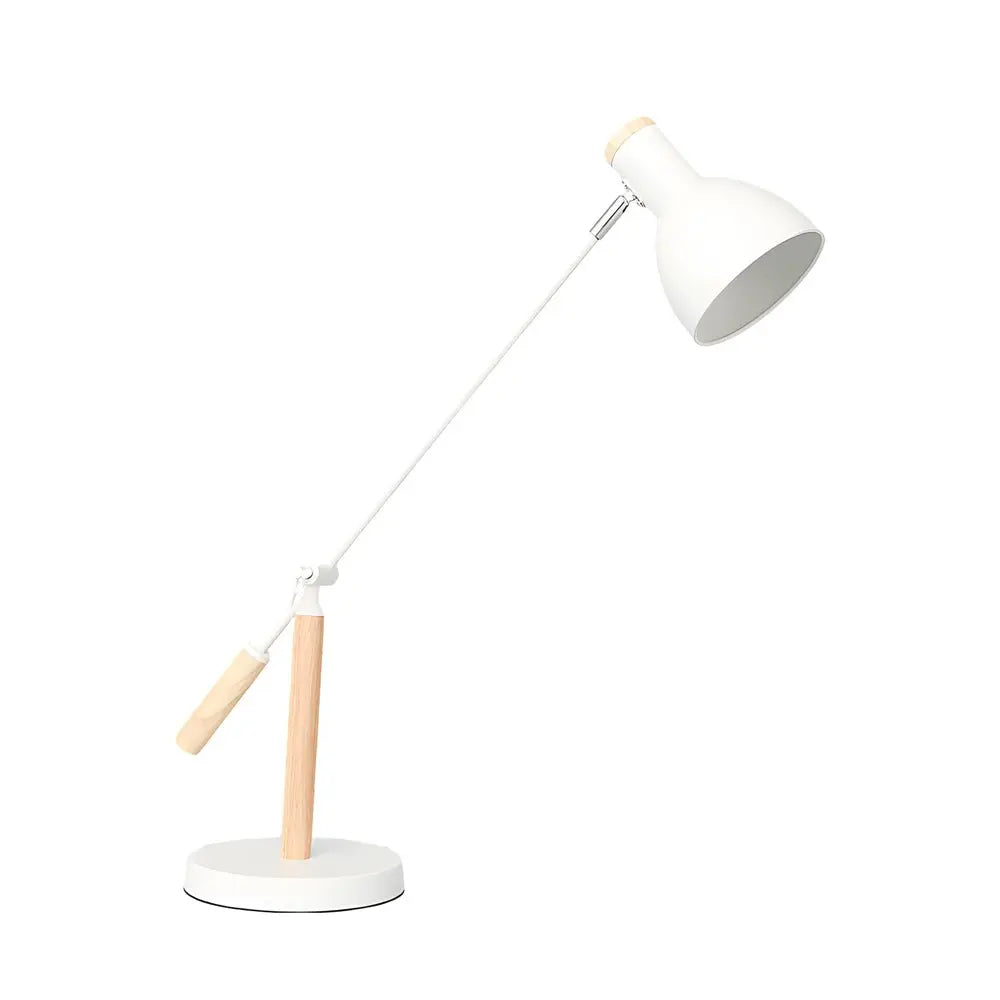 Modern Adjustable Rotatable Reading Desk Lamp in Wood and Metal Luxe