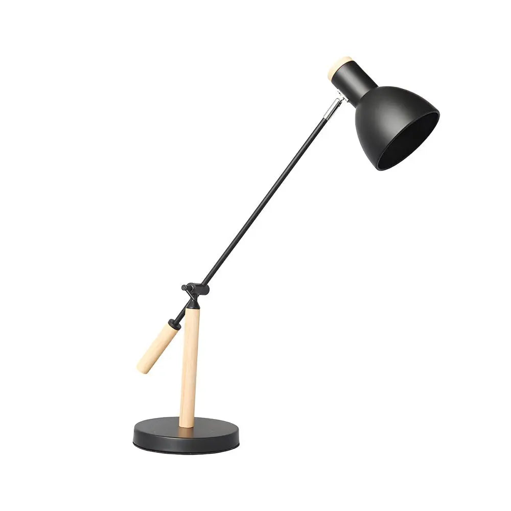 Modern Adjustable Rotatable Reading Desk Lamp in Wood and Metal Luxe