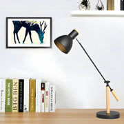 Modern Adjustable Rotatable Reading Desk Lamp in Wood and Metal Luxe