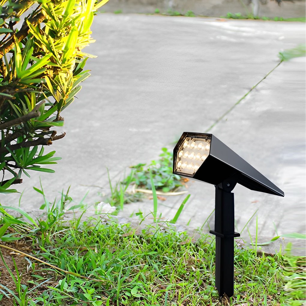 Adjustable-Angle Solar Flood Spike Spotlight — Die-Cast Aluminum, LED, Warm White / RGB, IP65 Weatherproof