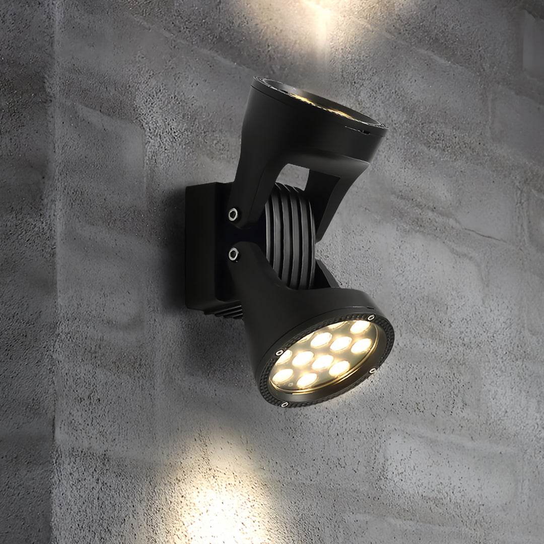 Two-Light Outdoor Wall Sconce — Die-Cast Aluminum and Glass, LED, IP65, 12W / 24W, Three-Color Temperature
