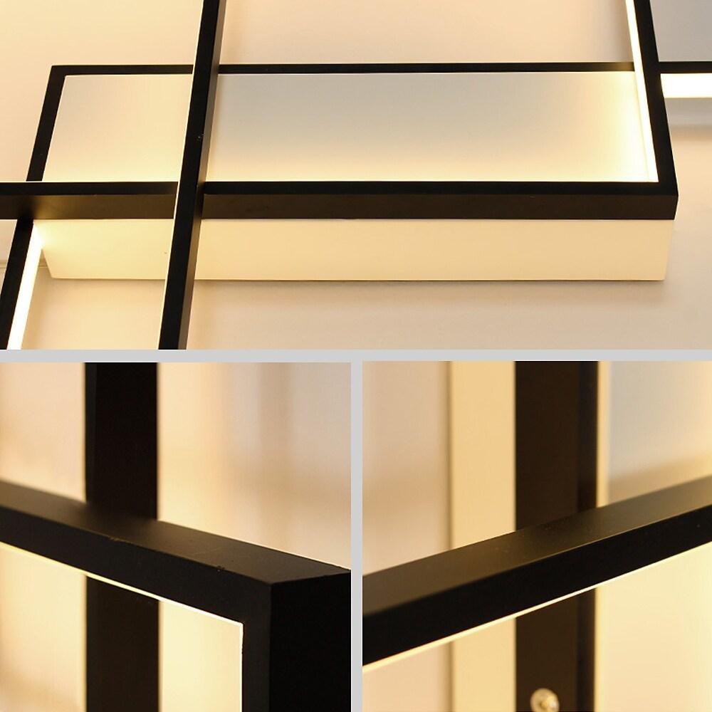 Overlapping Rectangles Geometric Flush-Mount Ceiling Light — Aluminum, 90W LED, Dimmable with Remote, 40" × 27"