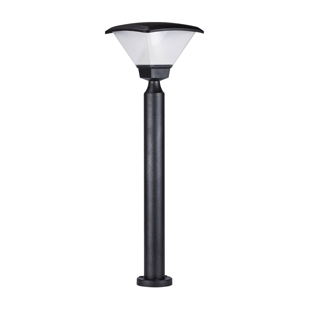 Simple Black Hard-Wired Bollard Light for Outdoor Garden Pathways