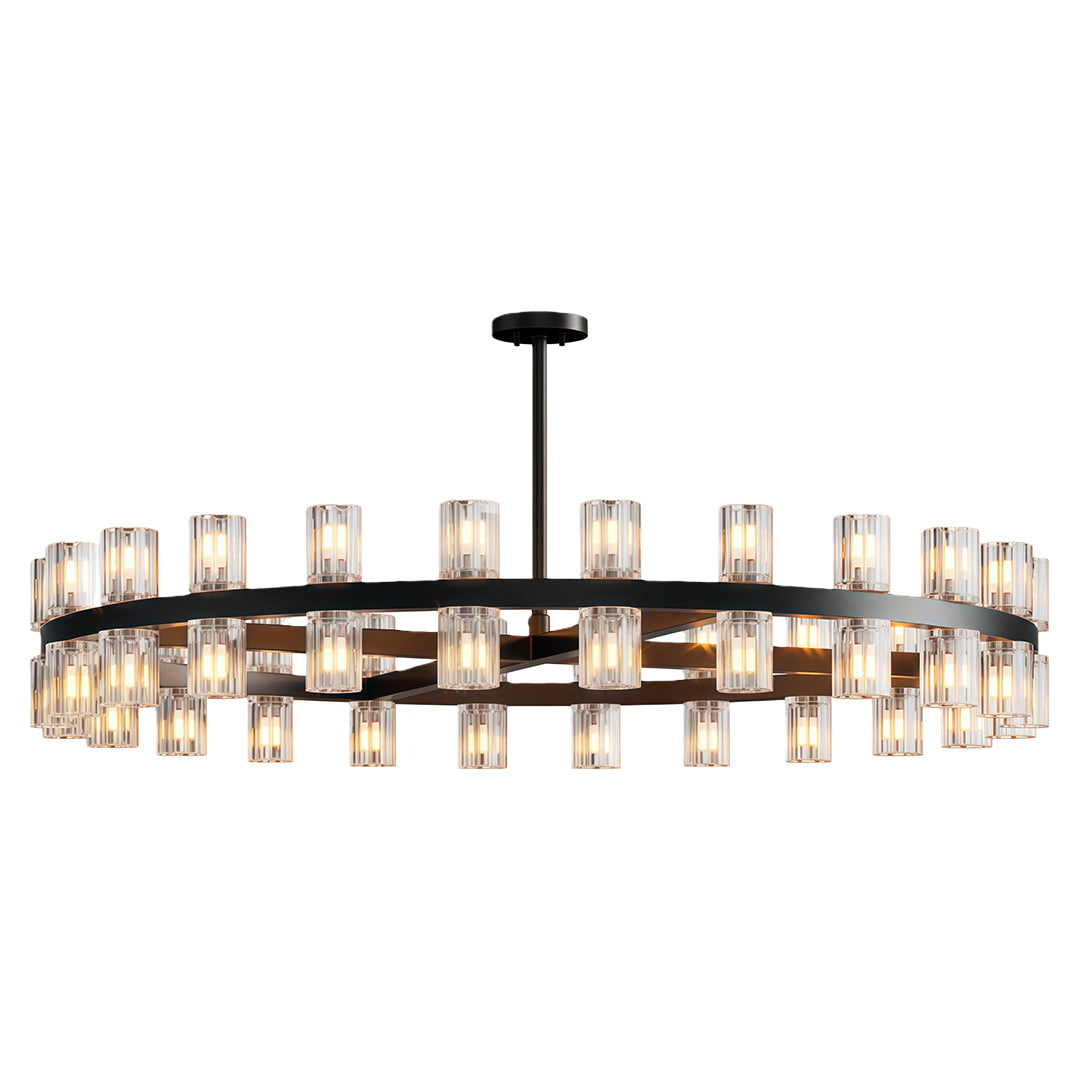 Multi-Tier Crystal Chandelier — Solid Copper Frame, 24- to 48-Light, G4, Black / Chrome / Copper Finish
