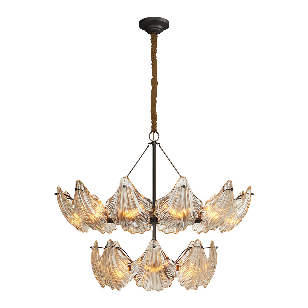 Copper and Glass Large Chandelier — Modern, E14, 8-Head or 20-Head, Black / Chrome / Copper Finish