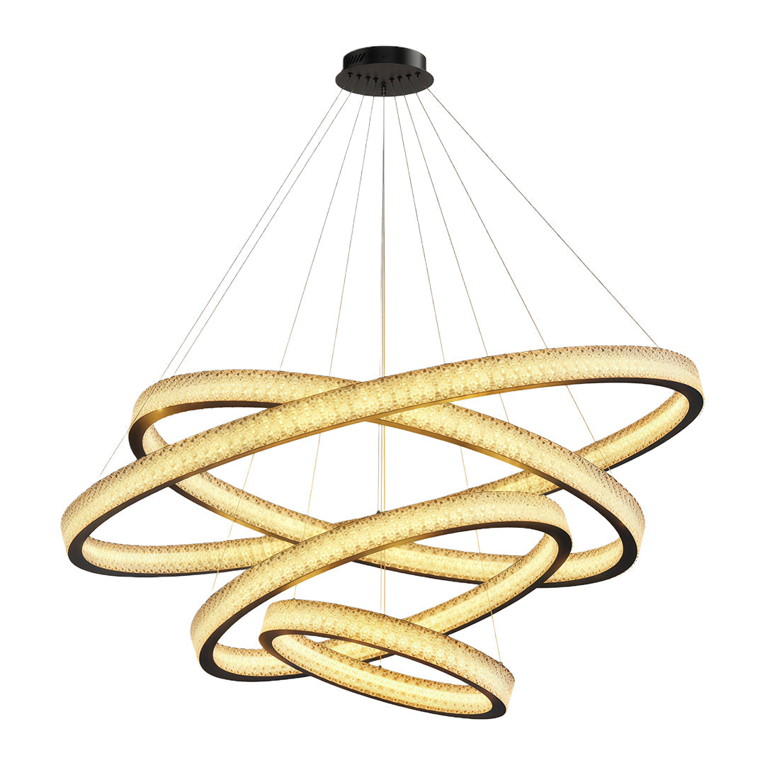Circular Ring Chandelier — Full Copper, Dimmable LED, 50W–220W, Multiple Sizes