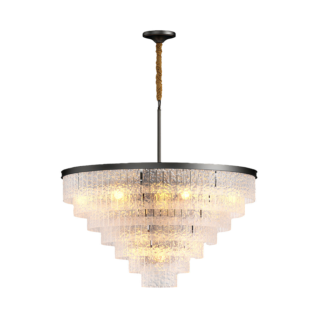 Minimalist Full-Copper Chandelier — Transparent Glass, E14, Round or Linear, Modern Geometric