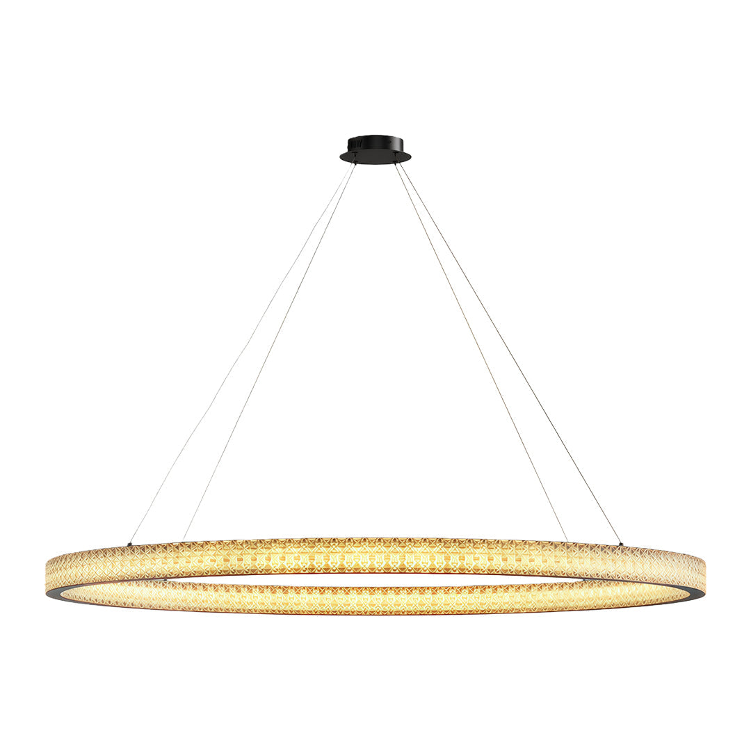 Circular Ring Chandelier — Full Copper, Dimmable LED, 50W–220W, Multiple Sizes